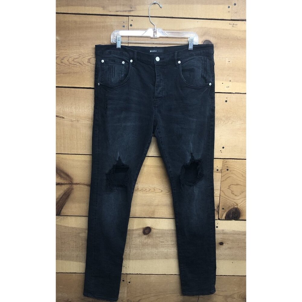 Purple Brand Jeans 800080 Mens Jeans Size 38x34 Faded Ripped Dark Wash Black